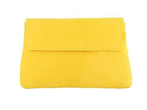 LONI Charmante Clutch aus Velourslederimitat, gelb (Gelb) - Charming Suede-Yellow von LONI