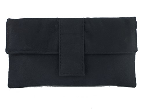 LONI Elegant Clutch/Schulter Tasche Kunst Wildleder M schwarz von LONI