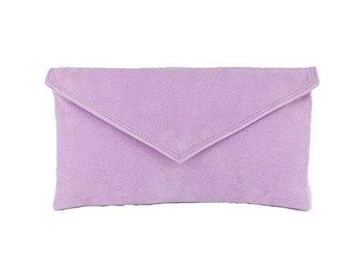 Loni Neat Umschlag Faux Wildleder Clutch Bag/Umhängetasche In lila von LONI