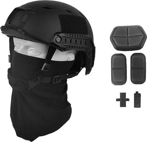 LOOGU Airsoft Helm Fast BJ Militärhelm Ops Core Schwarz Helm mit Kopftuch Taktischer Schutzhelm für Paintball Freizeit Outdoor Tactical Jagd Top Helmet von LOOGU