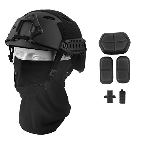 LOOGU Airsoft Helm Typ Fast PJ Taktischer Helm Militär Ops Core Schutzhelm mit Kopftuch Sturzhelm für Freizeit Outdoor Paintball Tactical Top Helmet von LOOGU