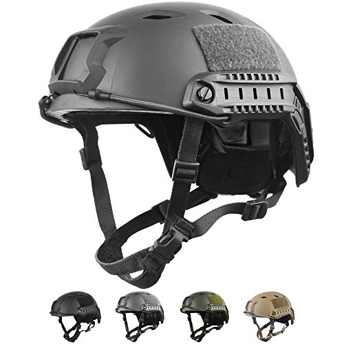 LOOGU Taktischer Helm Fast BJ Airsoft Helm Ops Core Schutzhelm mit Pads und seitlichen Schienen Sturzhelm für Freizeit Outdoor Paintball Kampfhelm Gefechtshelm Top Helm von LOOGU