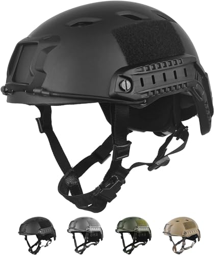 LOOGU Taktischer Helm Fast BJ Airsoft Helm Ops Core Schutzhelm mit Pads und seitlichen Schienen Sturzhelm für Freizeit Outdoor Paintball Kampfhelm Gefechtshelm Top Helm von LOOGU