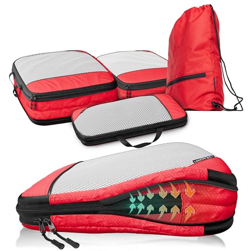 Compression Packing Cubes Set für mehr Platz im Koffer & Backpack - Packwürfel Packing Cubes Compression als Rucksack Organizer - Travel Packtaschen Reise - Camping Zubehör & Wander Ausrüstung von LOONARA Travel