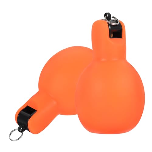 LOORGVEL 2 Stück Outdoor Survival Pfeife Hand Squeeze Notfallpfeife mit Trageöffnung für Camping Wandern Sport und in Signalorange von LOORGVEL