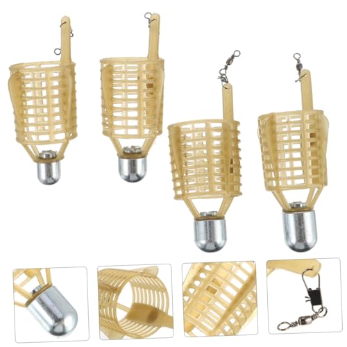 LOORGVEL 4 Stück Teiliges Fischereiköder käfig Abs und Eisen Stabile Maschenstruktur Robust und Praktisch Vielseitiger Angelköder fallenbehälter für Outdoor Angler Leicht Tragbar von LOORGVEL