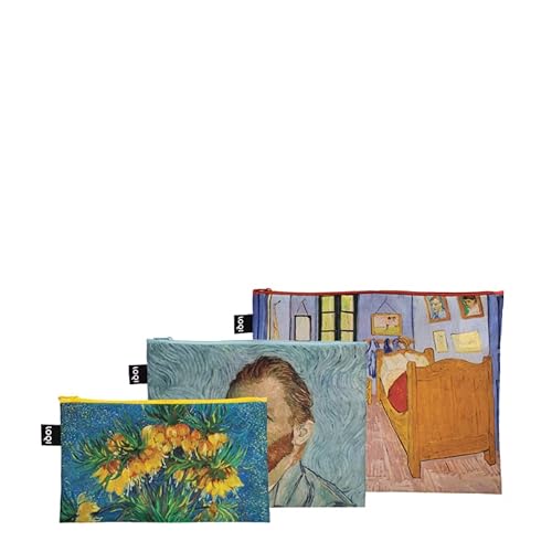 LOQI Reißverschlusstasche Vincent Van Gogh - Bedroom of Arles, Self Portrait, Crown Imperial RECYCLED 3 Stück von LOQI