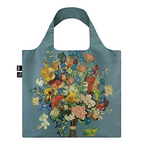 LOQI Vincent Van Gogh – VGM 50. Jahrestag Bouquet/Blumenmuster Blau Leinwand recycelt Tasche, mehrfarbig, Zeitgenössisch von LOQI