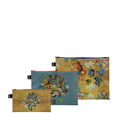 LOQI Vincent Van Gogh VGM 50th Anniversary Blumenstrauß/Blumenmuster, recycelte Reißverschlusstaschen, Mehrfarbig, Modern von LOQI