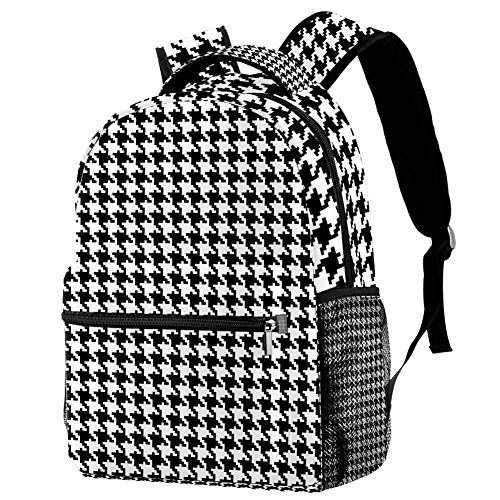 LORVIES Klassischer Hahnentritt-Rucksack, Schulterrucksack, Büchertasche für Schule, Studenten, Reisetaschen von LORVIES
