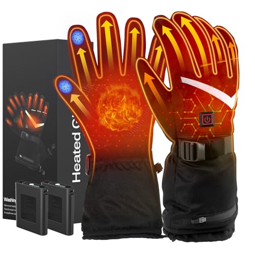 LOTTBUTY Beheizbare Handschuhe 2023 Upgrade,Beheizte Handschuhe Herren Damen mit 7.4V/2×5000mAh Wiederaufladbare Akkus,wasserdichte Beheizbare Motorradhandschuhe Winter für Kifahren,Radfahren,Wandern von LOTTBUTY