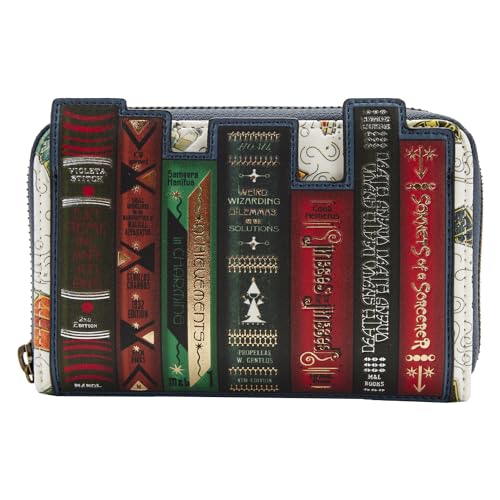 LOUNGEFLY Fantastic Beasts Magical Books Geldbörse, Multi, 6" W x 4" H, Geldbörse mit Reißverschluss von LOUNGEFLY