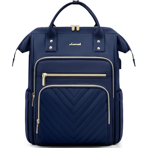 LOVEVOOK Rucksack Damen, 15,6 Zoll Laptop Schulrucksack Teenager Mädchen Wasserdicht, Elegant Reiserucksack Tagesrucksäcke Arbeitstasche, Backpack Women für Reise Uni Büro, Marineblau von LOVEVOOK