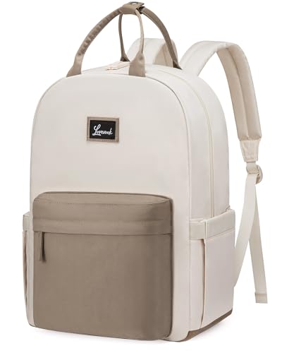 LOVEVOOK Rucksack Damen Groß Laptop Schulrucksack Teenager Schultasche Mädchen 17.3 Zoll Backpack Women Elegant City Tagesrucksäcke Wasserdicht School Bag Casual Daypacks für Schule Reise, Beige Khaki von LOVEVOOK