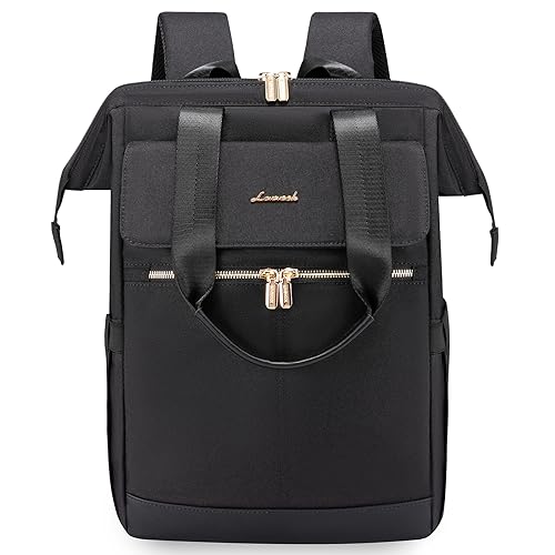 LOVEVOOK Schulrucksack Schwarz Teenager Mädchen, Laptop Rucksack Damen mit Laptopfach 15,6 Zoll, Schultasche Backpack Women Lehrertasche Elegant, Business Cityrucksack School Bag für Pendeln Arbeit von LOVEVOOK