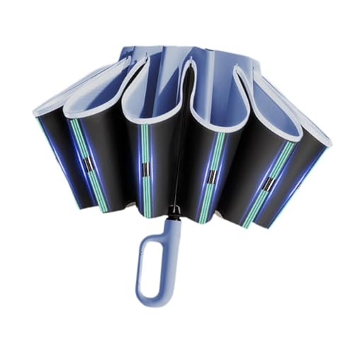 LOVIVER Automatischer Taschenschirm Tragbarer Sonnen-/Regenschirm mit reflektierenden Streifen, Blau von LOVIVER