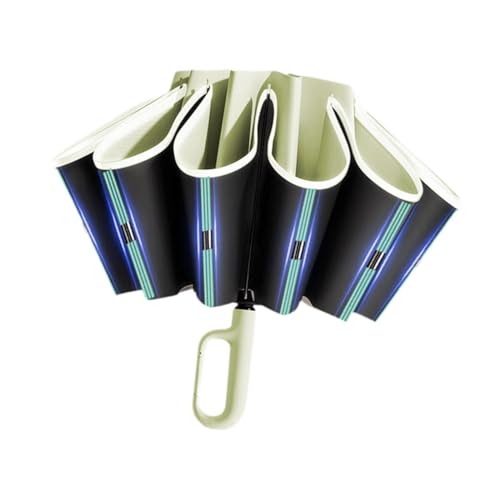 LOVIVER Automatischer Taschenschirm Tragbarer Sonnen-/Regenschirm mit reflektierenden Streifen, Grün von LOVIVER