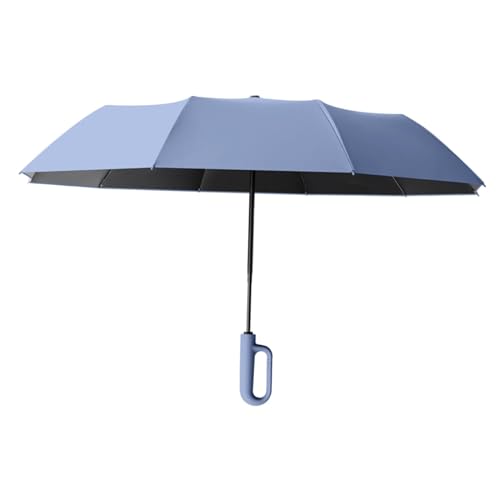 LOVIVER Automatischer Taschenschirm mit Ringschnalle, Regenschirm, vielseitiger Reiseschirm, Sonnenschutz für Ausflüge, Wanderungen und Outdoor-Aktivitäten, Blau 125cmx82cm von LOVIVER