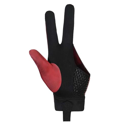 LOVIVER Billard-Handschuh, DREI-Finger-Queue, Separate Fingerhandschuhe, langlebig, leicht, für Männer und Frauen, Snooker-Queue-Sporthandschuhe, Rot von LOVIVER