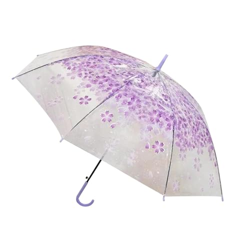 LOVIVER Kirschblüten-Regenschirm für Damen mit Hakengriff, durchsichtiger PVC-Regenschirm als Reisedekoration von LOVIVER