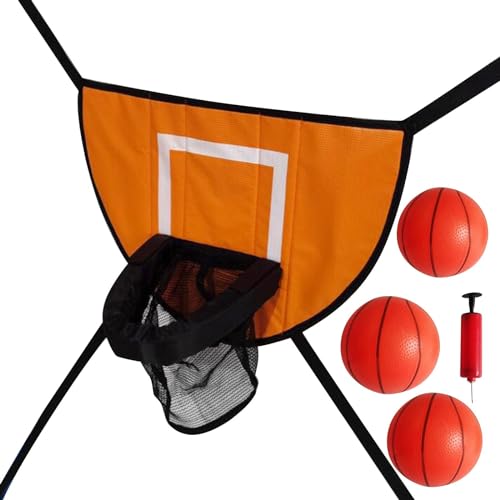 LOVIVER Mini-Basketballkorb für Trampolin mit Gehäuse, Basketballständer für den Außenbereich, einfach zu installierendes Trampolinzubehör für alle, mit DREI Bällen von LOVIVER