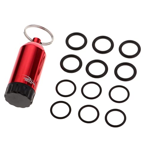 LOVIVER Mini Tauchflasche mit 12 O Ringen Und Messing Pick Dive Schlüsselanhänger, Rot von LOVIVER
