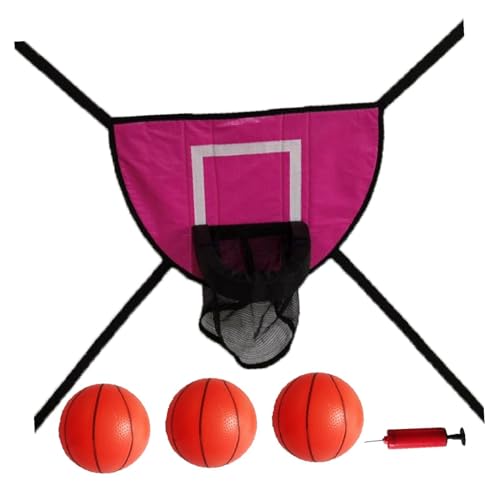 LOVIVER Mini-Trampolin-Basketballkorb, Basketballrahmen zum Dunking, universelles, leichtes Backboard, Trampolin-Zubehör, Rosarot, mit DREI Bällen von LOVIVER