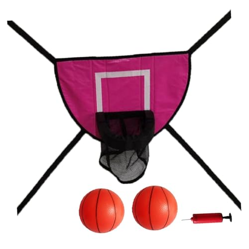 LOVIVER Mini-Trampolin-Basketballkorb, Basketballrahmen zum Dunking, universelles, leichtes Backboard, Trampolin-Zubehör, Rosarot, mit Zwei Bällen von LOVIVER