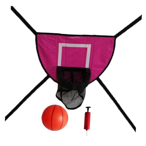 LOVIVER Mini-Trampolin-Basketballkorb, Basketballrahmen zum Dunking, universelles, leichtes Backboard, Trampolin-Zubehör, Rosarot, mit einem Ball von LOVIVER