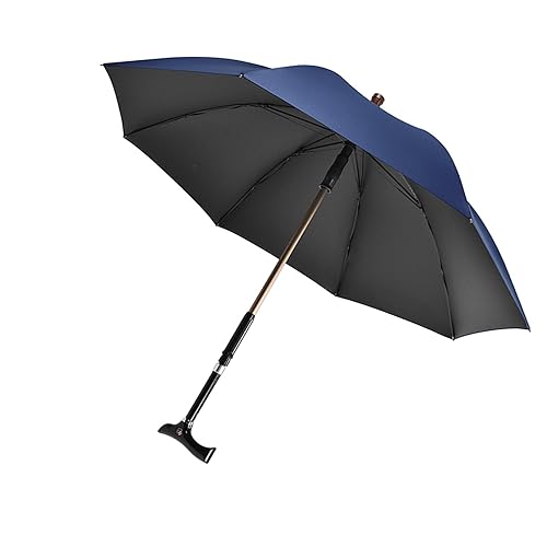 LOVIVER Sonnenschirm, Wanderstock Regenschirm, Langer Griff, Regenfest, Windschutz, Rippen, Krückenschirm, Teilbarer Stockschirm für Männer Und Frauen, Campin, Blau von LOVIVER