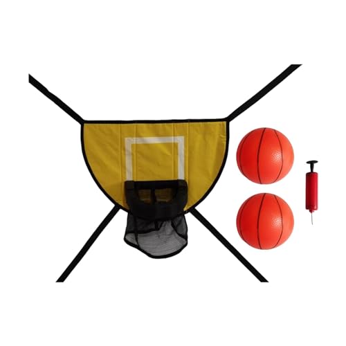 LOVIVER Trampolin-Basketballkorb, Torspiel für den Außenbereich, stabil, tragbar, einfache Installation mit kleinem Basketball-Trampolin-Aufsatz, 2 Bälle von LOVIVER