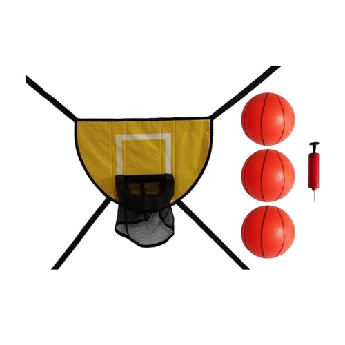 LOVIVER Trampolin-Basketballkorb, Torspiel für den Außenbereich, stabil, tragbar, einfache Installation mit kleinem Basketball-Trampolin-Aufsatz, 3 Bälle von LOVIVER