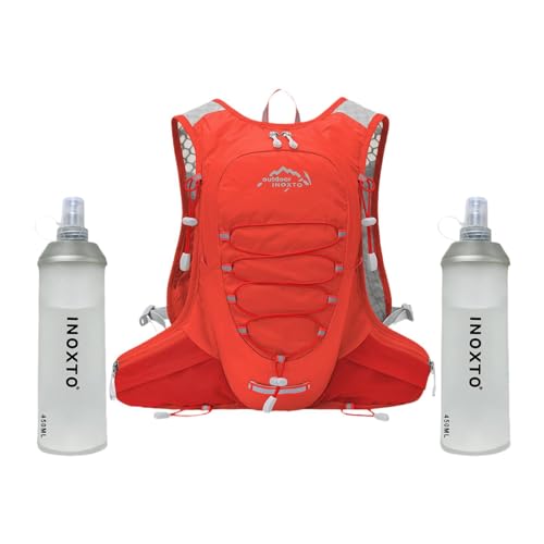 LOVIVER Trinkrucksack, Trinkrucksack mit 450 ml Wasserblase, Wasserbeutel, reflektierender Fahrradrucksack für Outdoor-Sportarten, Klettern , Rot von LOVIVER