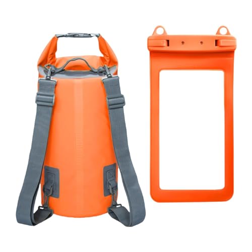LOVIVER Wasserdichter Dry Bag-Rucksack mit Rolltop-Aufbewahrungstasche, wasserdichter Sack mit wasserdichter Telefonhülle für Segelcamping, Orange von LOVIVER