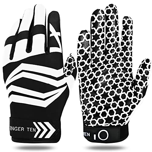 LOVMEAD American Football Handschuhe Erwachsener Jugend Herren Gloves Receiver Empfänger Handschuhe Ultra Stick für Sport Fußball (M, Weiß) von LOVMEAD