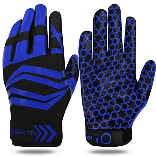 LOVMEAD American Football Handschuhe Erwachsener Jugend Herren Gloves Receiver Empfänger Handschuhe Ultra Stick für Sport Fußball (S, Blau) von LOVMEAD