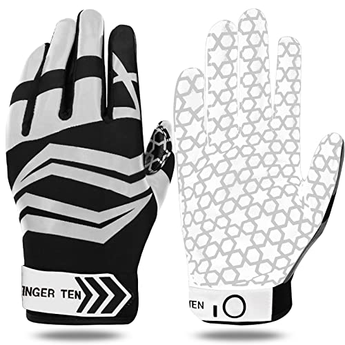 American Football Receiver Gloves für Erwachsene Herren Frauen, Torwarthandschuhe Fußball Handschuhe Unisex rutschfest Outdoor Sport XL Grau (XL, Grau) von LOVMEAD