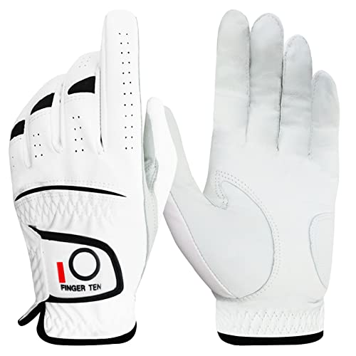 LOVMEAD Golfhandschuhe Herren Leder für Linke Hand 1 Stück, Allwetter Cabretta Leder Griff Golf Handschuh Rechtshänder Weicher Komfort Passform Größe S M ML L XL (L, für Linke Hand) von LOVMEAD