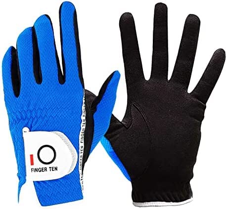 LOVMEAD Golfhandschuhe Herren für Linke Hand 1 Stück, Allwetter Mikrofaser Rain Grip Golf Handschuh Rechtshänder Blau Weicher Komfort Passform Größe L (Blau -Linke Hand, L) von LOVMEAD