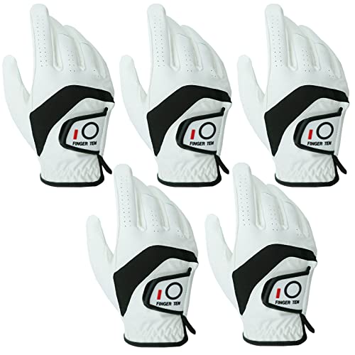 LOVMEAD Golfhandschuhe Herren Rechte Hand 5 Stück, Allwetter Leder Cabretta Griff Golf Handschuh Rechts Hand Weicher Komfort Passform Größe S (Rechte Hand, S) von LOVMEAD