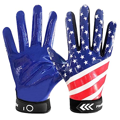 LOVMEAD American Football Handschuhe Erwachsener Jugend Herren Gloves Receiver Empfänger Handschuhe Ultra Stick für Sport Fußball (Marine, L) von LOVMEAD