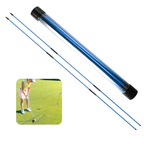 LOVMEAD Golf Alignment Stick Set Wert 2/3 Stück, Faltbare Trainingshilfe Sticks Übungshilfe Golfschwung Trainer SchwingtrainerGolfzubehör Trainingsgeräte (2 Stück Golf Sticks- Blau) von LOVMEAD