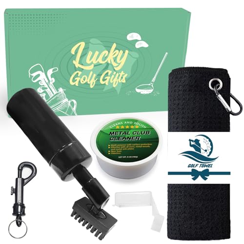 LOVMEAD Golf Club Cleaner Brush Kit mit Mikrofasertuch, Golf Eisenpolitur und ausziehbarem Clip Zubehör-Set für Männer und Frauen (Schwarz) von LOVMEAD