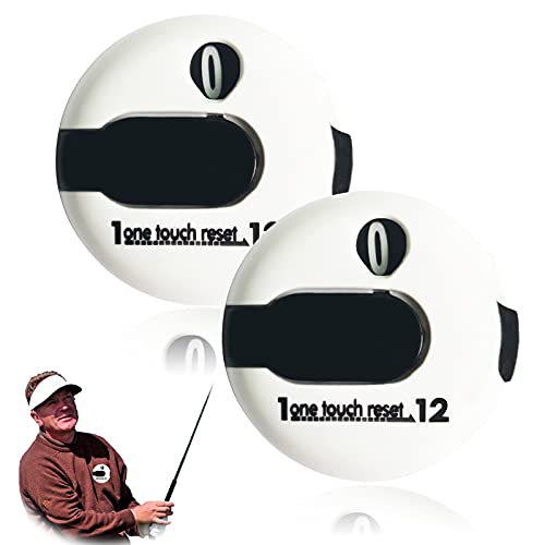 LOVMEAD Golf Score Counter Stroke mit Aufsatz Zähler Clicker 2 Pack, One Touch Reset bis zu 12 Schläge Portable Mini Clip für Golfer Handschuh Tasche Hut (Weiß 2 Stück) von LOVMEAD