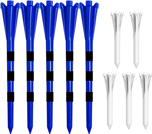 LOVMEAD Golf Tees Kunststoff Unbreakable Lange Kurze 60 Stück, Golf Tee 3 1/4 2 3/4 1 1/2 Inch Flat Stark Dauerhaft für Eisen Schüsse Reduzieren Reibung (Blau, 83mm) von LOVMEAD