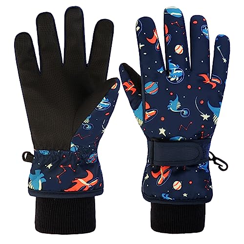 Handschuhe Kinder Winter Skihandschuhe Junge Mädchen Wasserdicht Winddicht Fleece Junge Mädchen Schneehandschuhe 1-10 Jahre für Sport Klttern Snowboard Radfahren Wandern (Schwarz, 10-13 Jahre Alt) von LOVMEAD