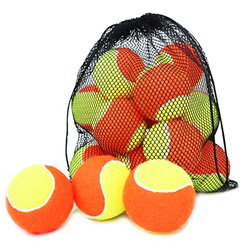 LOVMEAD Tennisbälle Anfänger Kinder Stage 3 Tennisball mit Tragetasche für Training Tennis Ball 3/6/12 Pcs, Kinderbälle für Haustiere Sport Tennis Orange Gelb (3 Stück) von LOVMEAD