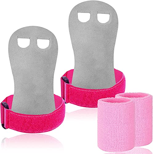 LOVMEAD Sporthandschuhe für Reckhandschuhe Kinder Schützt Hand Handfläche mit Armbändern Paar, Stangengriffe Handflächenschutz Handgelenkstütze für Kettlebells Sport (Rosa, M) von LOVMEAD