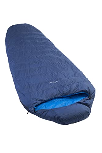 LOWLAND OUTDOOR Unisex-Adult 5 KIBO daunen Schlafsack, Navy Blue/Blue, 225 x 80 cm (Länge inkl. Haube) von LOWLAND OUTDOOR