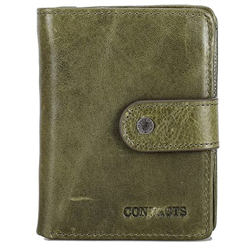 LOXO CASE Geldbörse mit RFID Schutz, Doppelte Falte Herren Geldbeutel mit Münzfach Reißverschluss Portemonnaie 12 Kartenfächern Portmonee Brieftasche, mit Geschenkbox, C01,Dark Green von LOXO CASE